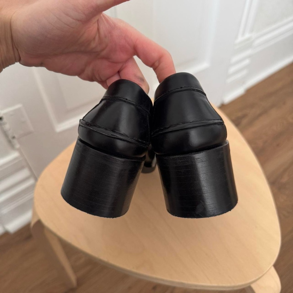 Hereu Black Square Toe Cutout Heeled Loafers - Picture 6 of 8
